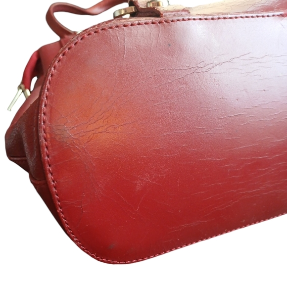 Lancaster Convertable Red Leather Shoulder Bag Backpack - Picture 12 of 16